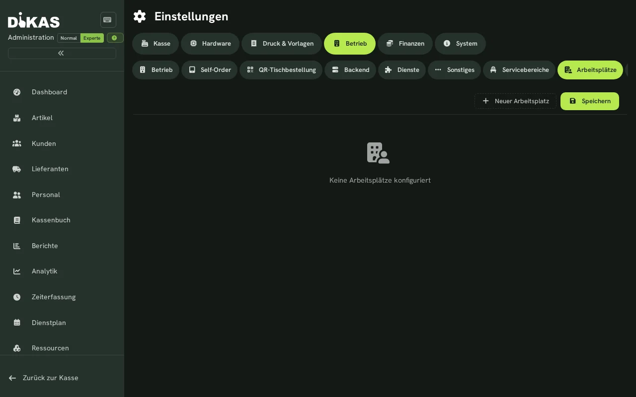 Arbeitsplatz-Konfiguration in DiKAS